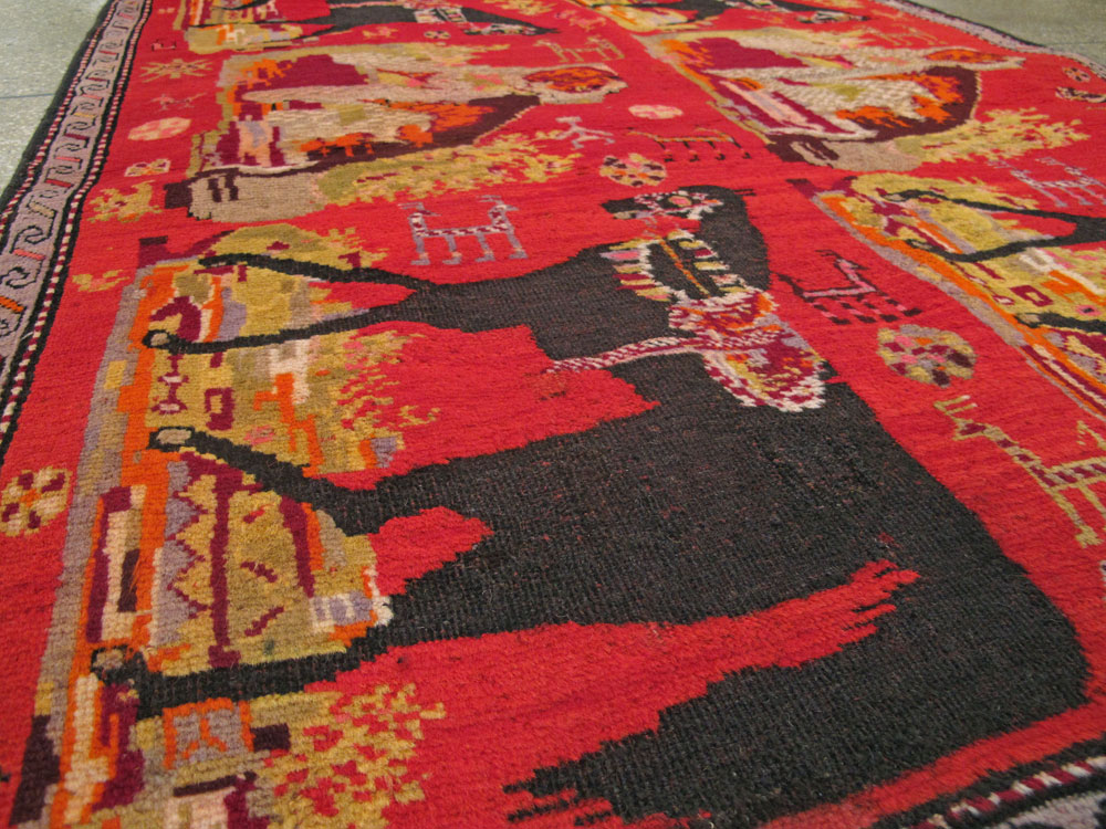 Antique Caucasian Karabagh Pictorial Rug, No.25577 - Gss