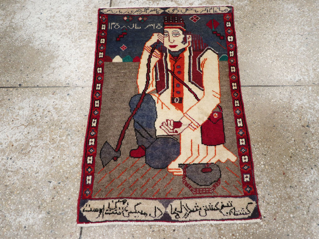 Vintage Pictorial Hamadan Rug, No.25586 - Gss
