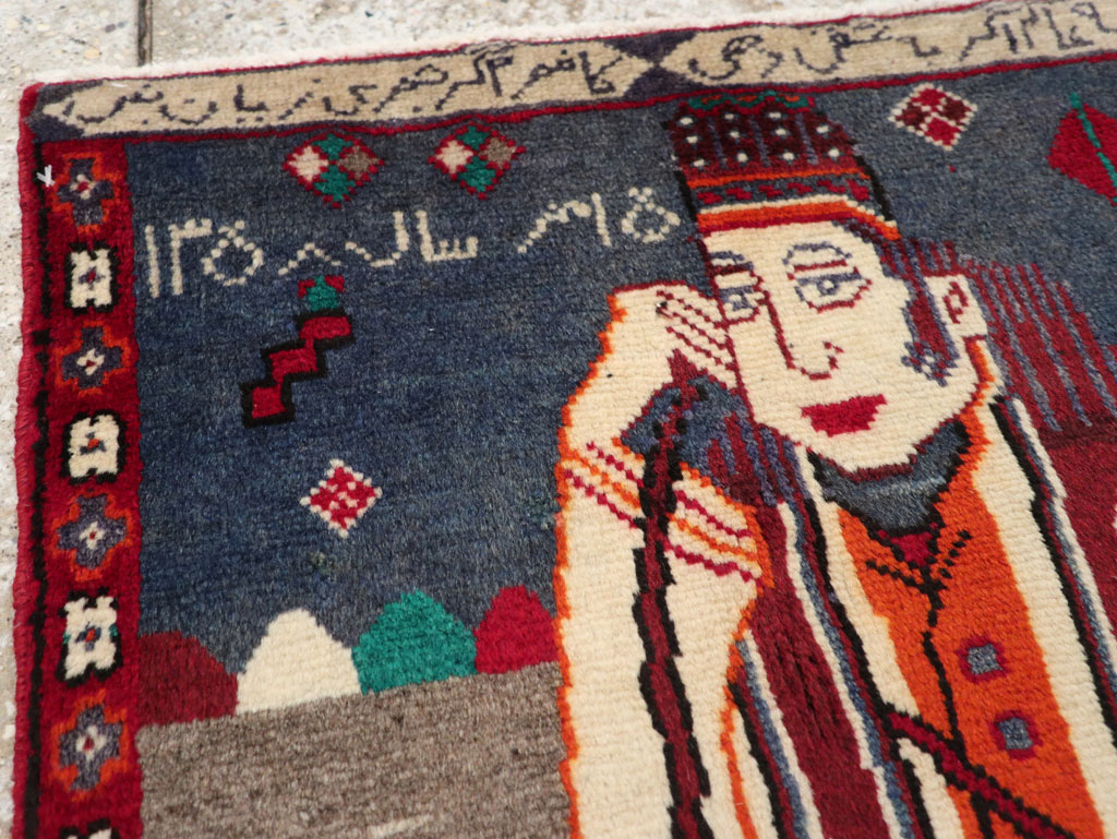 Vintage Pictorial Hamadan Rug, No.25586 - Gss
