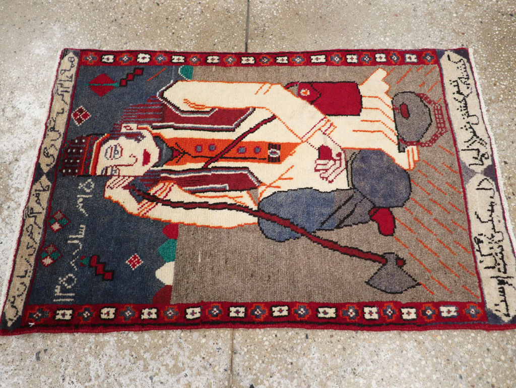 Vintage Pictorial Hamadan Rug, No.25586 - Gss