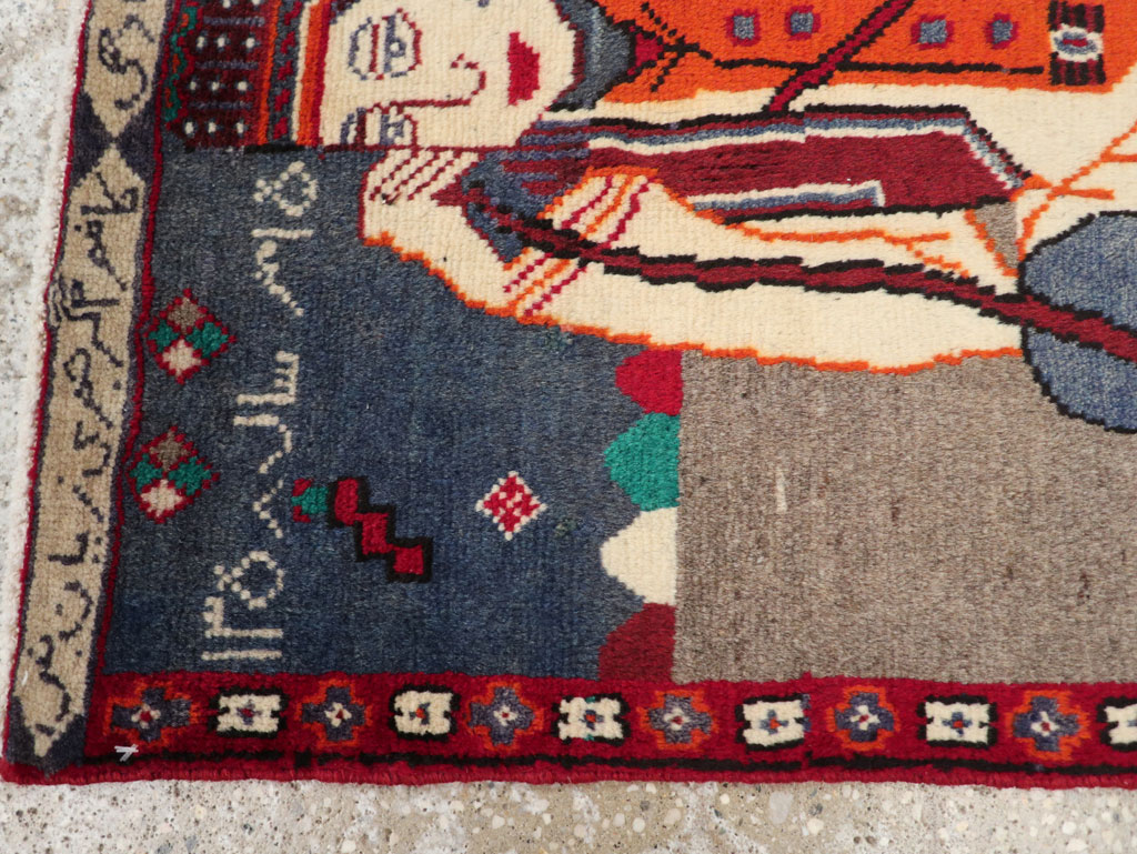 Vintage Pictorial Hamadan Rug, No.25586 - Gss