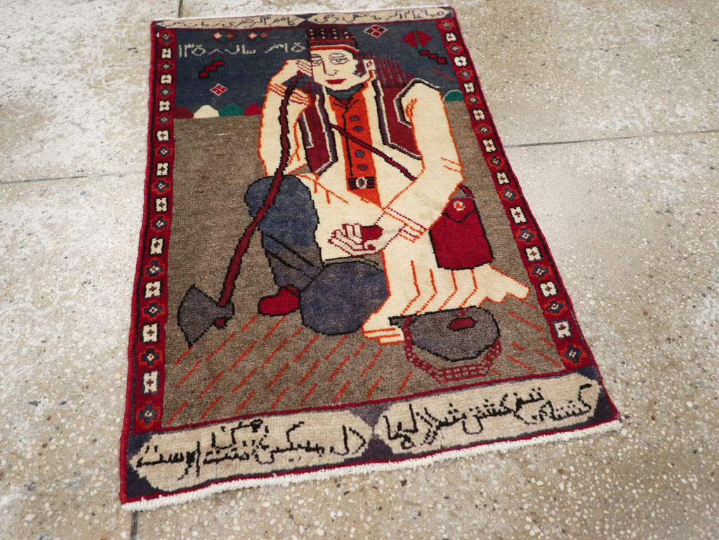 Vintage Pictorial Hamadan Rug, No.25586 - Gss
