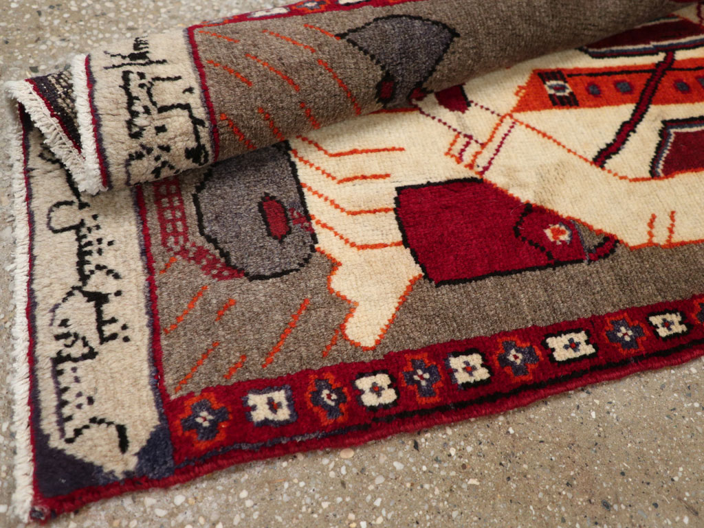 Vintage Pictorial Hamadan Rug, No.25586 - Gss