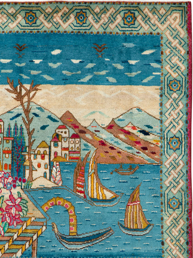 Vintage Tabriz Pictorial Rug, No.25597 - Gss