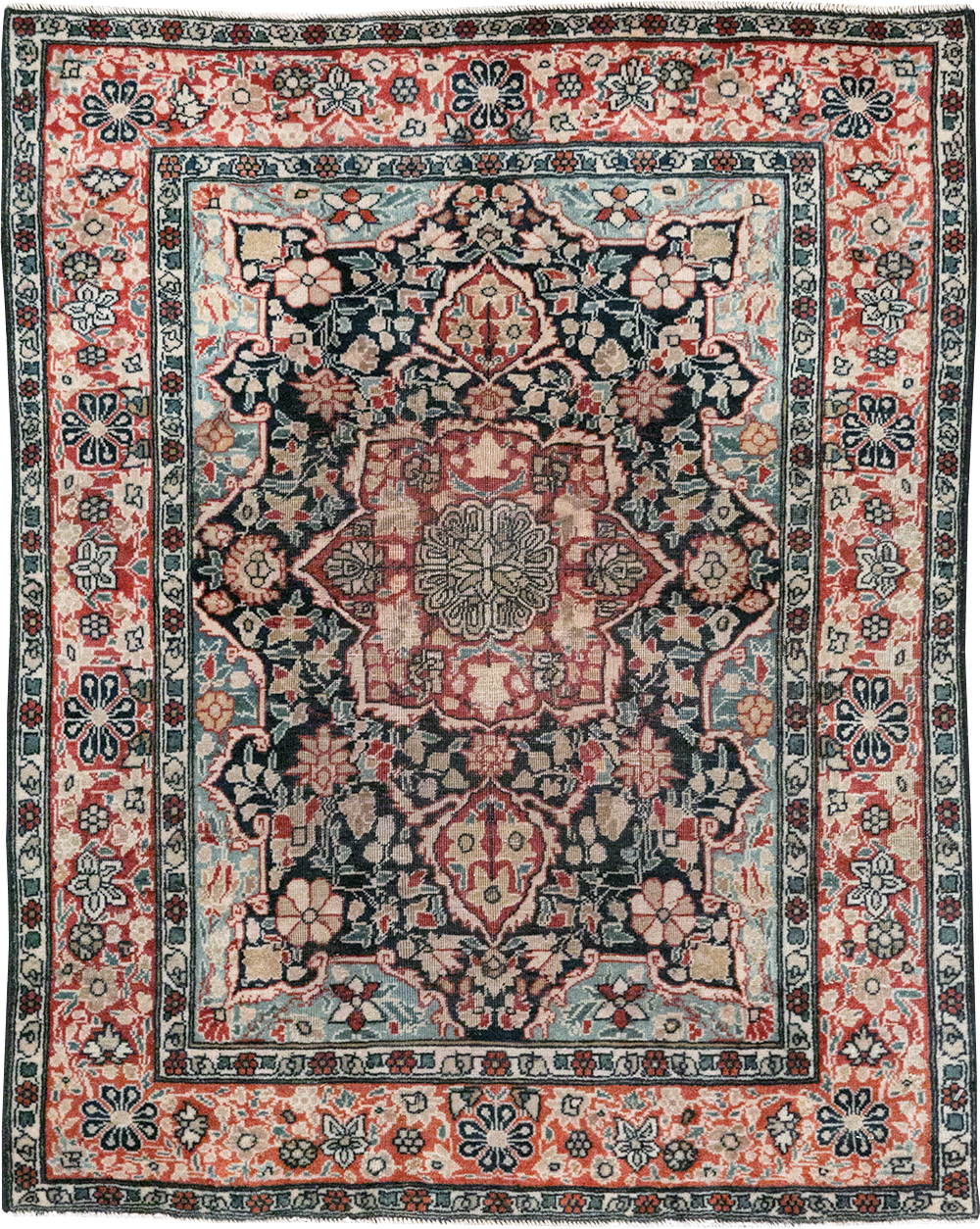 Antique Persian Mohtasham Kashan Throw Rug, No.25598 - Gss
