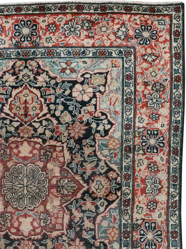 Antique Persian Mohtasham Kashan Throw Rug, No.25598 - Gss