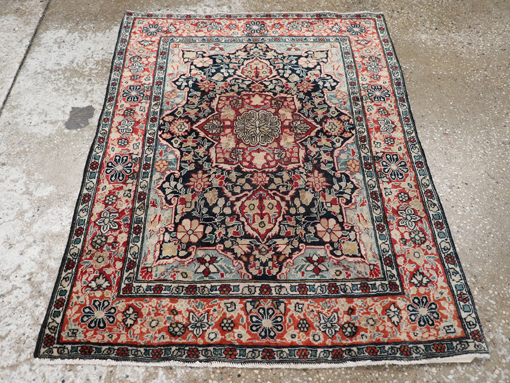 Antique Persian Mohtasham Kashan Throw Rug, No.25598 - Gss