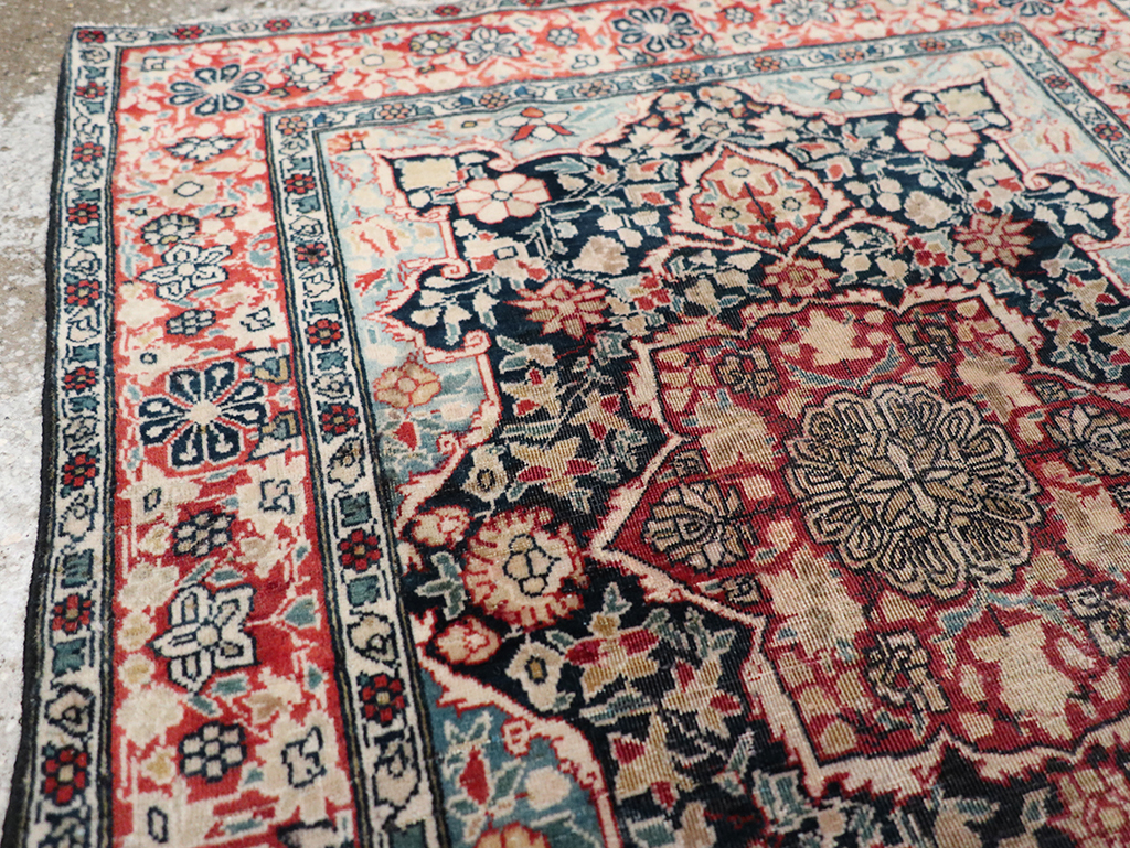 Antique Persian Mohtasham Kashan Throw Rug, No.25598 - Gss