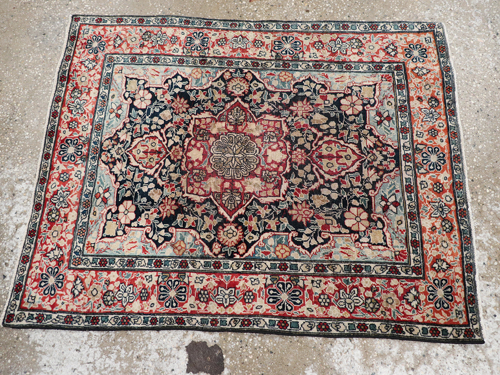 Antique Persian Mohtasham Kashan Throw Rug, No.25598 - Gss
