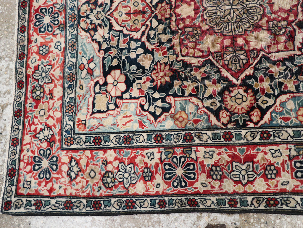 Antique Persian Mohtasham Kashan Throw Rug, No.25598 - Gss