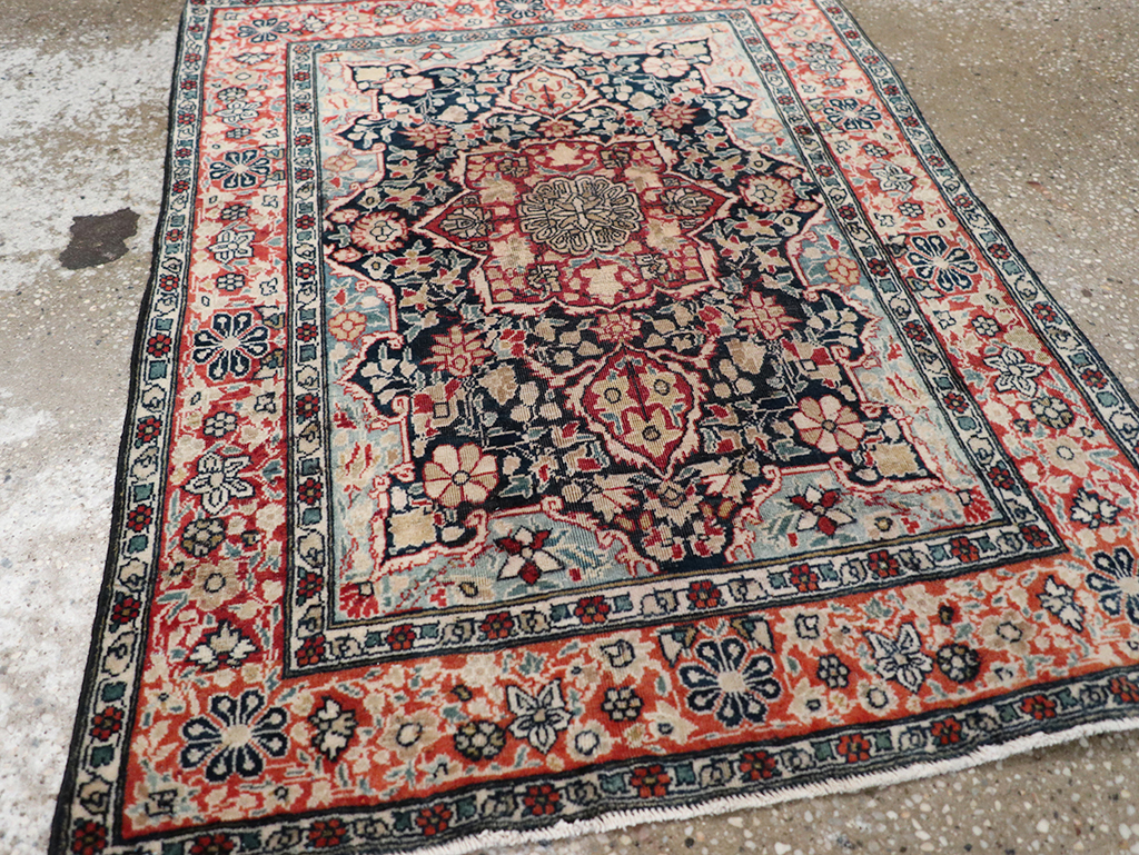 Antique Persian Mohtasham Kashan Throw Rug, No.25598 - Gss