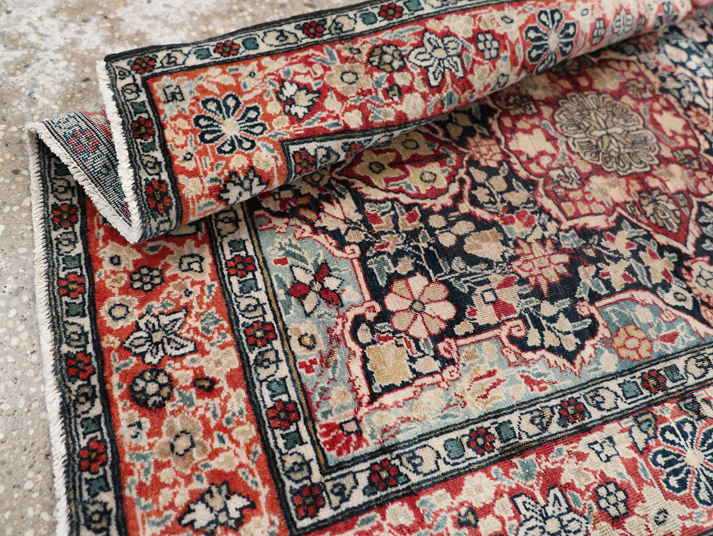 Antique Persian Mohtasham Kashan Throw Rug, No.25598 - Gss