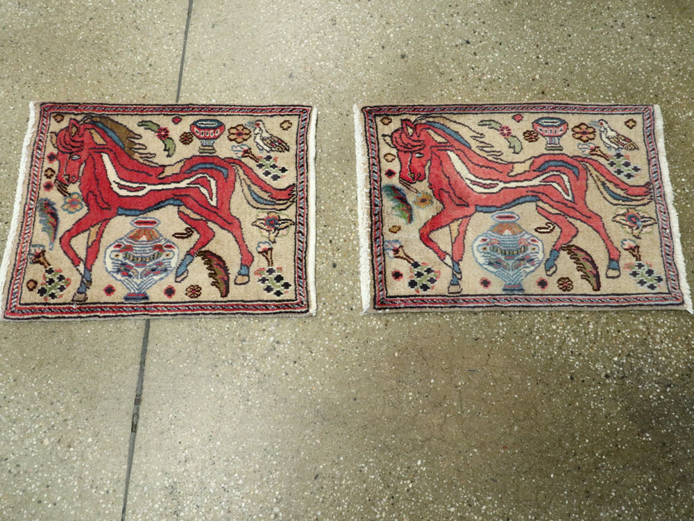 Vintage Persian Tabriz Pictorial Rug (Pair: 2 of 2), No.25602 - Gss