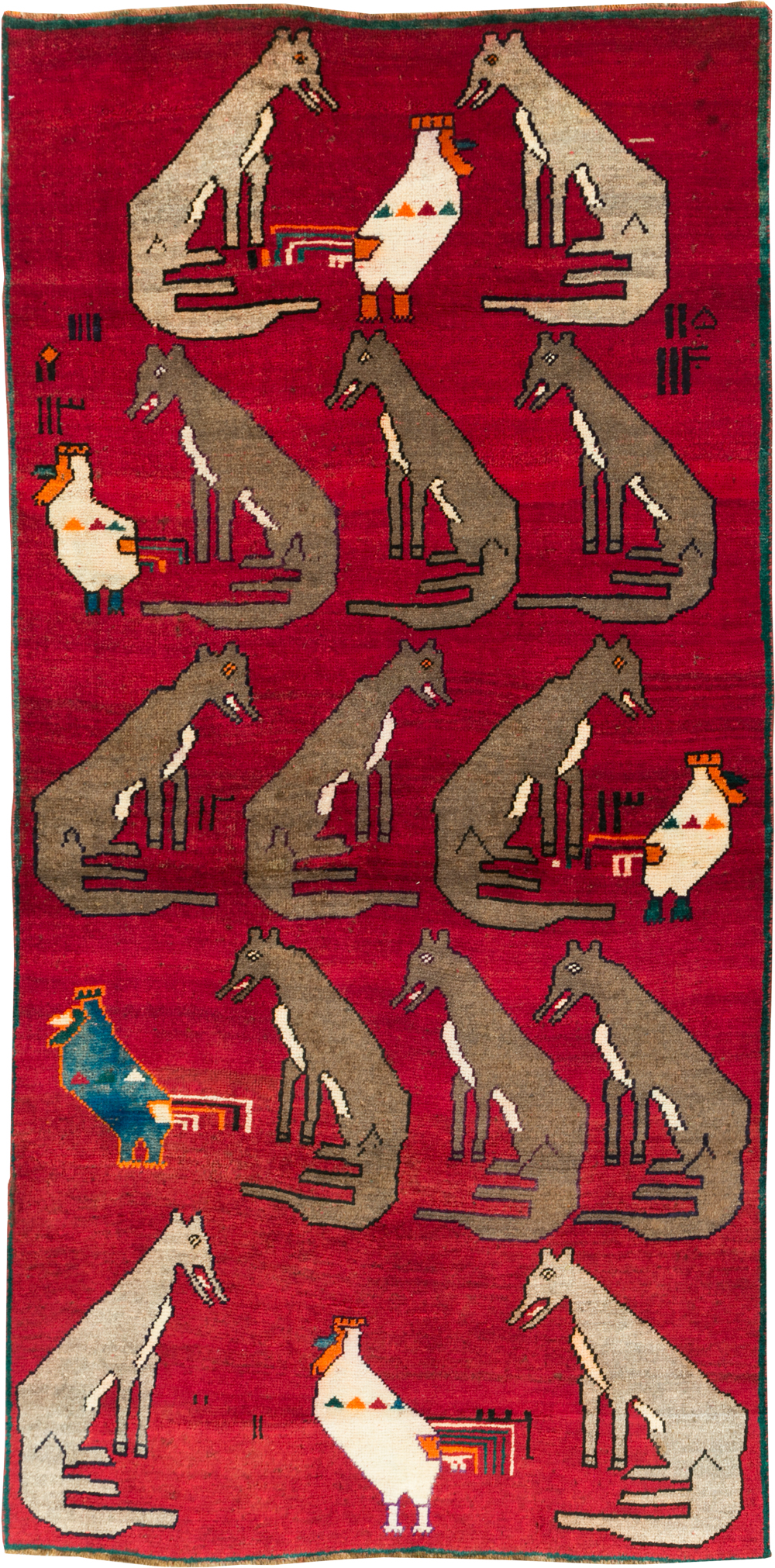 Vintage Persian Shiraz Pictorial Rug, No.25607 - Gss