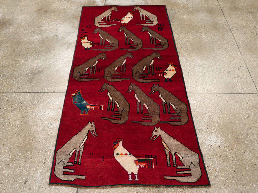 Vintage Persian Shiraz Pictorial Rug, No.25607 - Gss