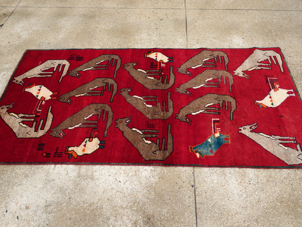 Vintage Persian Shiraz Pictorial Rug, No.25607 - Gss