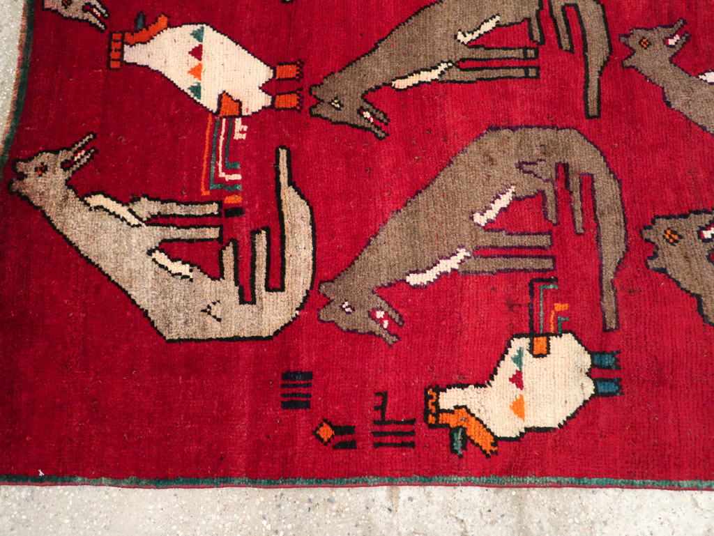 Vintage Persian Shiraz Pictorial Rug, No.25607 - Gss