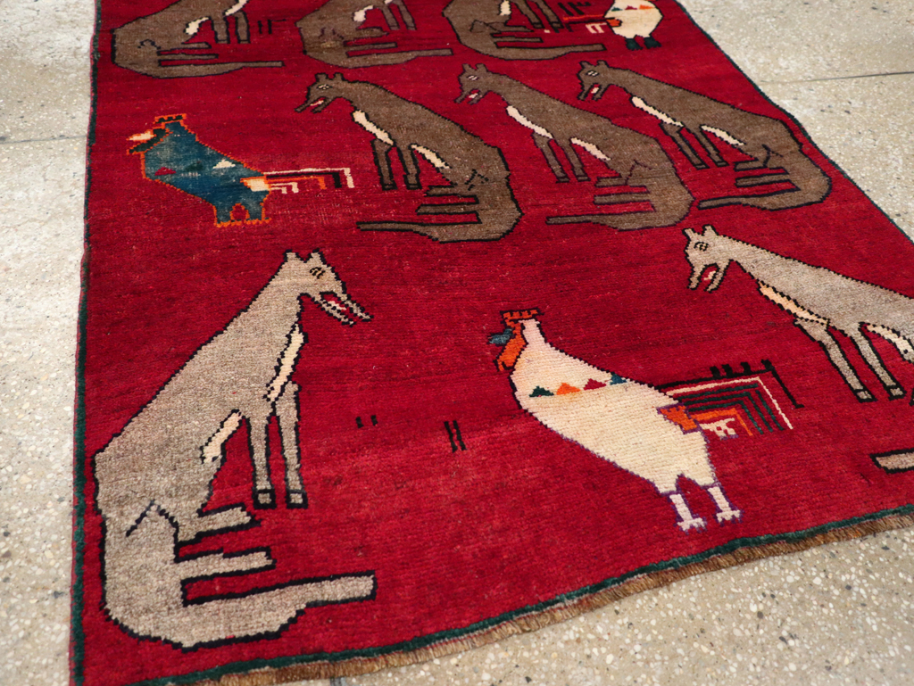 Vintage Persian Shiraz Pictorial Rug, No.25607 - Gss