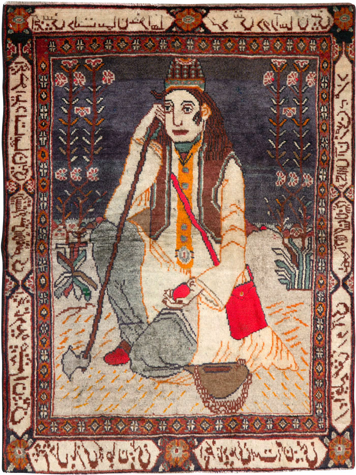 Antique Persian Malayer Pictorial Rug, No.25612 - Gss