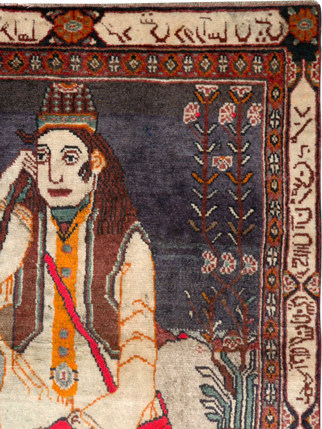 Antique Persian Malayer Pictorial Rug, No.25612 - Gss