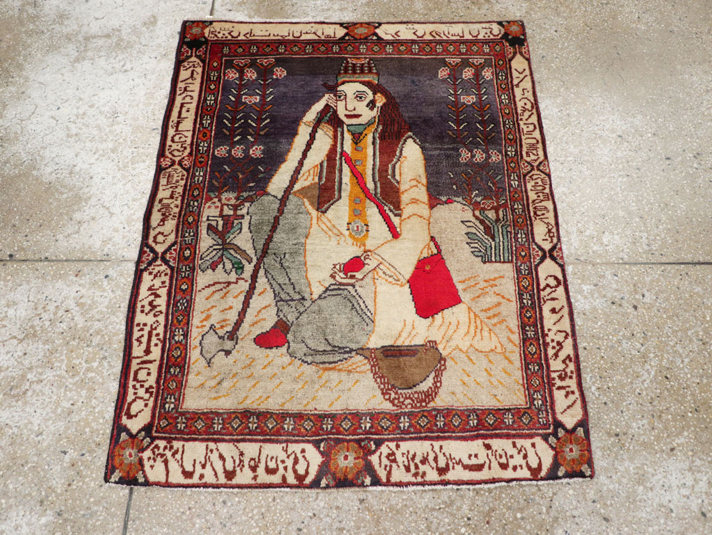 Antique Persian Malayer Pictorial Rug, No.25612 - Gss