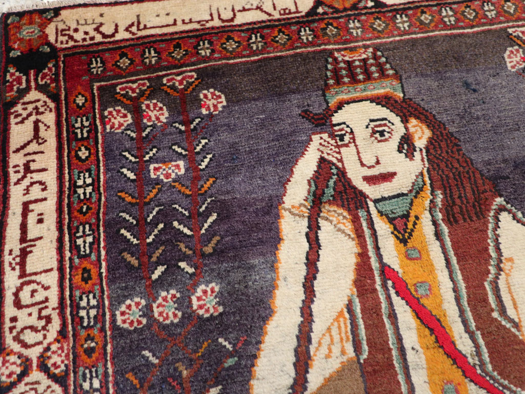 Antique Persian Malayer Pictorial Rug, No.25612 - Gss