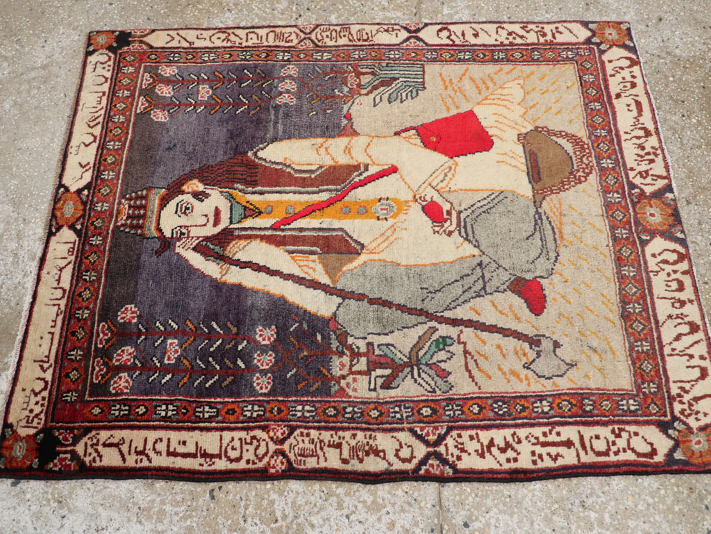 Antique Persian Malayer Pictorial Rug, No.25612 - Gss