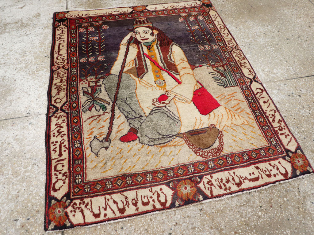 Antique Persian Malayer Pictorial Rug, No.25612 - Gss
