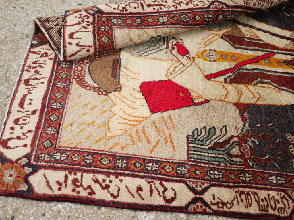 Antique Persian Malayer Pictorial Rug, No.25612 - Gss