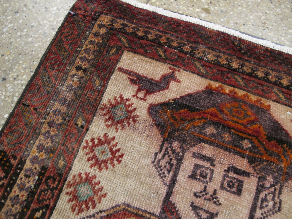 Vintage Persian Pictorial Baluch Rug, No.25616 - Gss