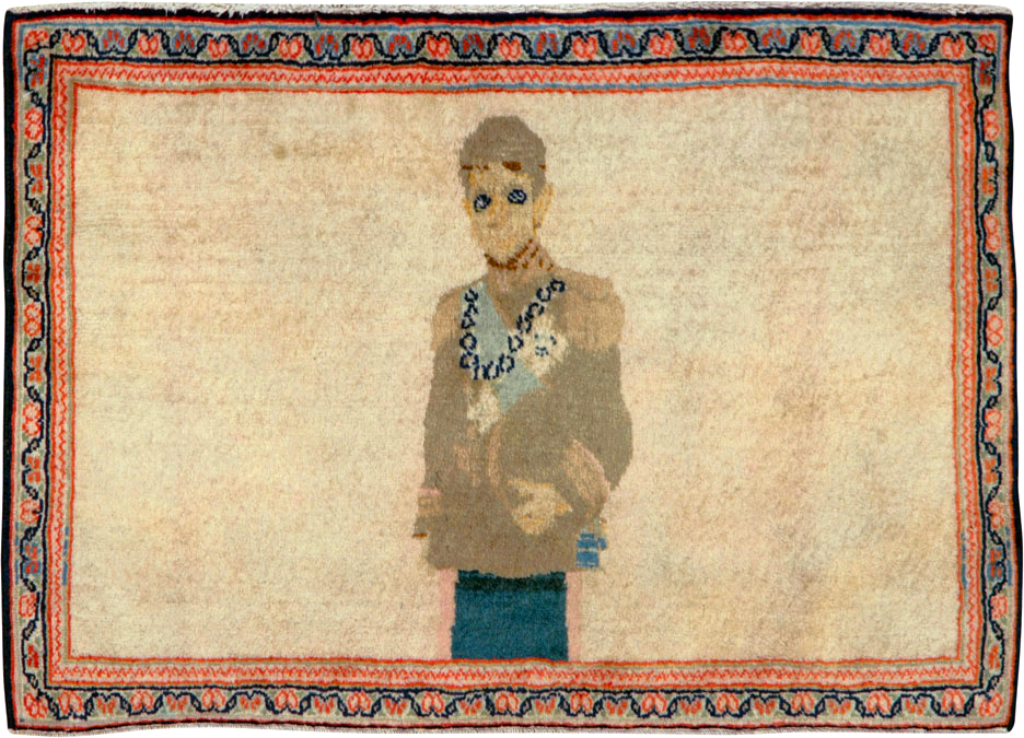 Antique Persian Kashan Pictorial Rug, No.25617 - Gss