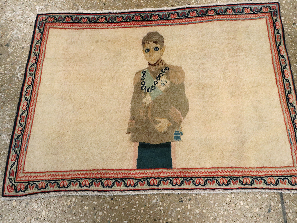 Antique Persian Kashan Pictorial Rug, No.25617 - Gss