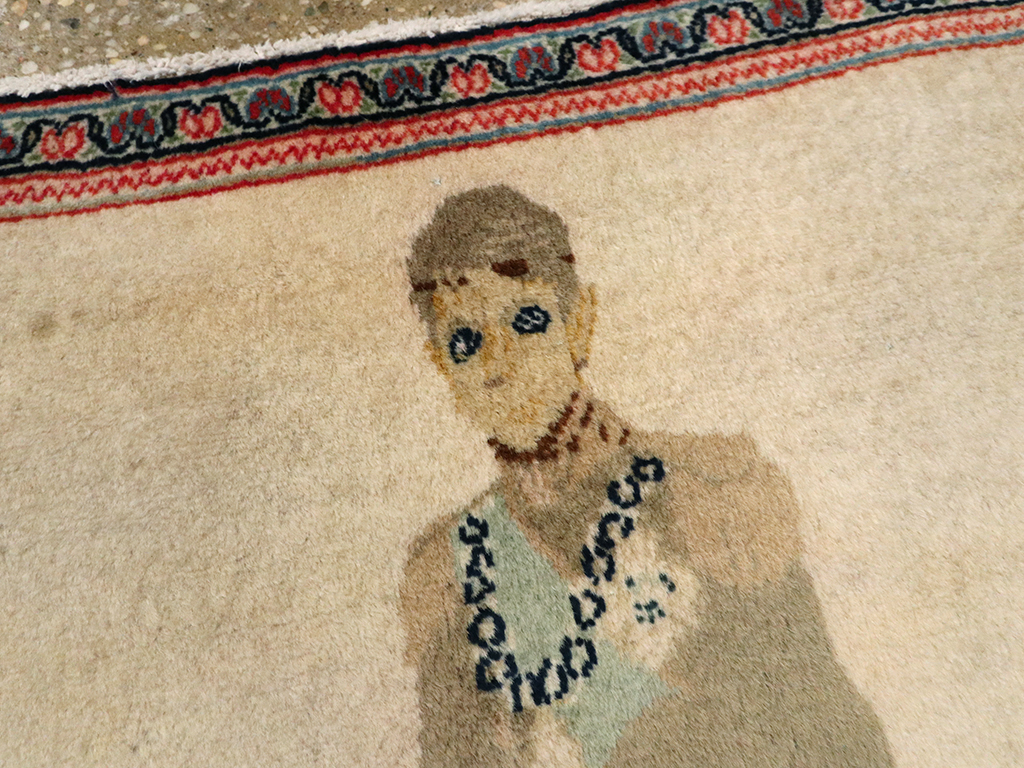 Antique Persian Kashan Pictorial Rug, No.25617 - Gss