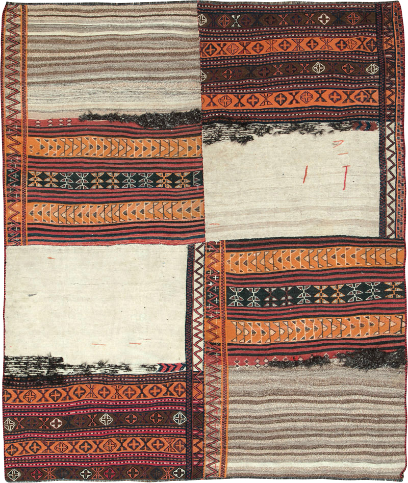 Vintage Persian Chaharmahal Bakhtiari Tacheh Flatweave Kilim , No.25628 - Gss