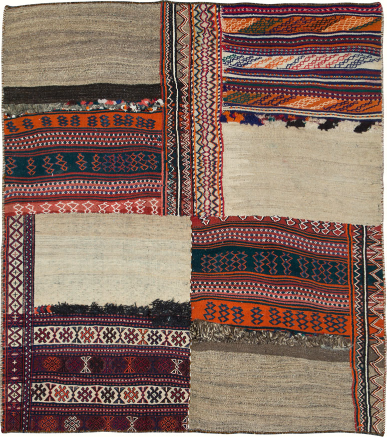 Vintage Persian Flatweave Kilim Square Accent Rug, No.25645 - Gss