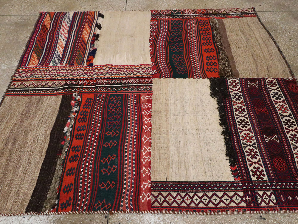 Vintage Persian Flatweave Kilim Square Accent Rug, No.25645 - Gss