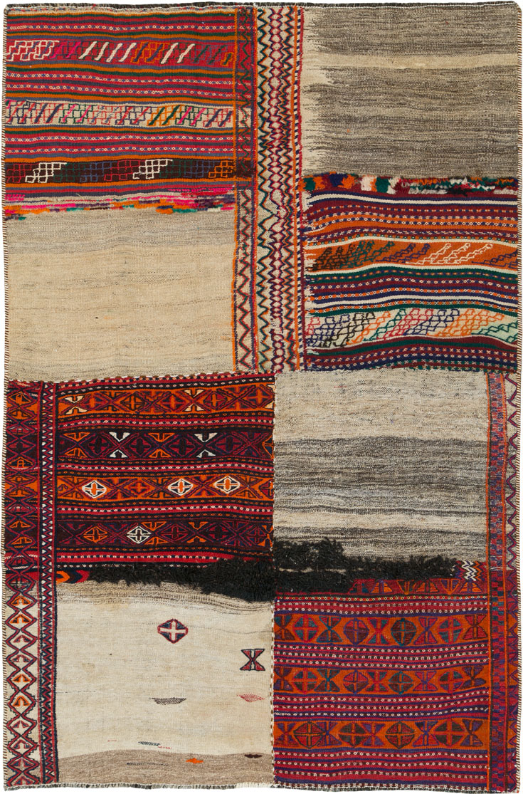 Vintage Persian Chaharmahal Bakhtiari Tacheh Flatweave Kilim , No.25648 - Gss