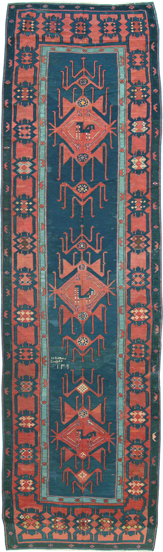 Antique Caucasian Avar Kilim Gallery Carpet, No.25659 - Gss