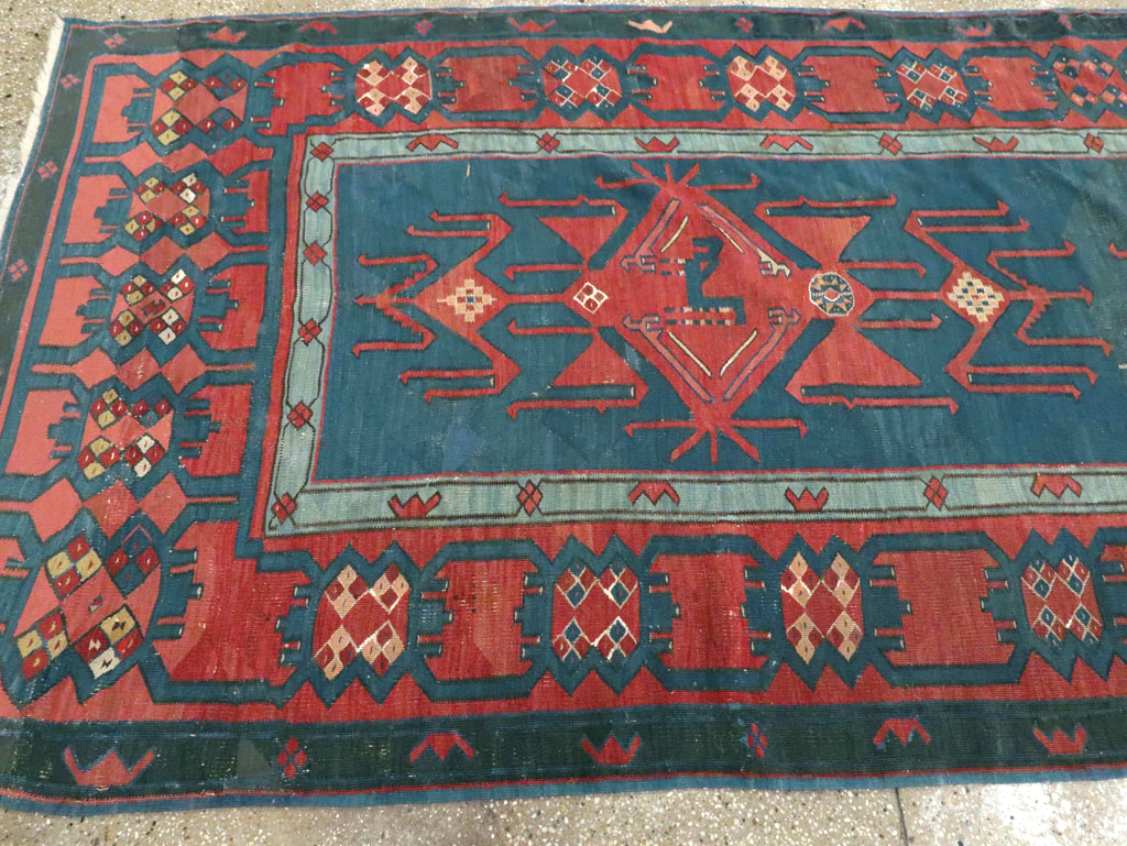 Antique Caucasian Avar Kilim Gallery Carpet, No.25659 - Gss