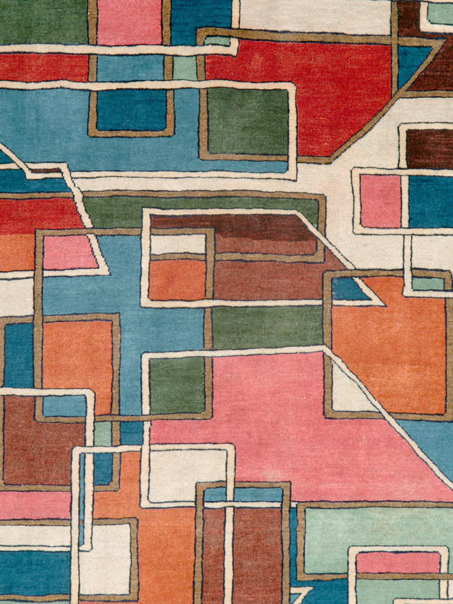 Vintage Persian Sarouk Art Deco Carpet, No.25672 - Gss