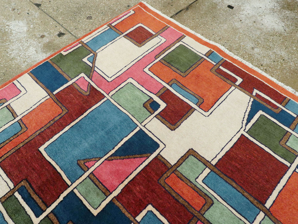 Vintage Persian Sarouk Art Deco Carpet, No.25672 - Gss