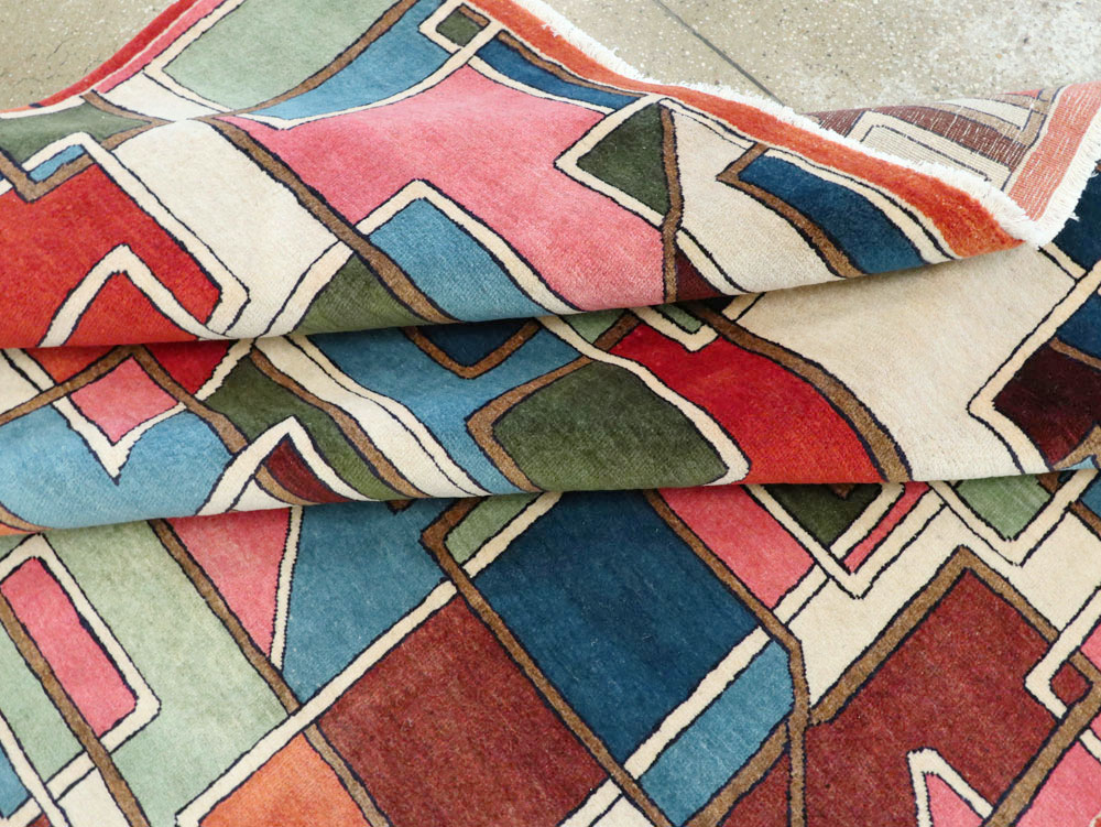 Vintage Persian Sarouk Art Deco Carpet, No.25672 - Gss