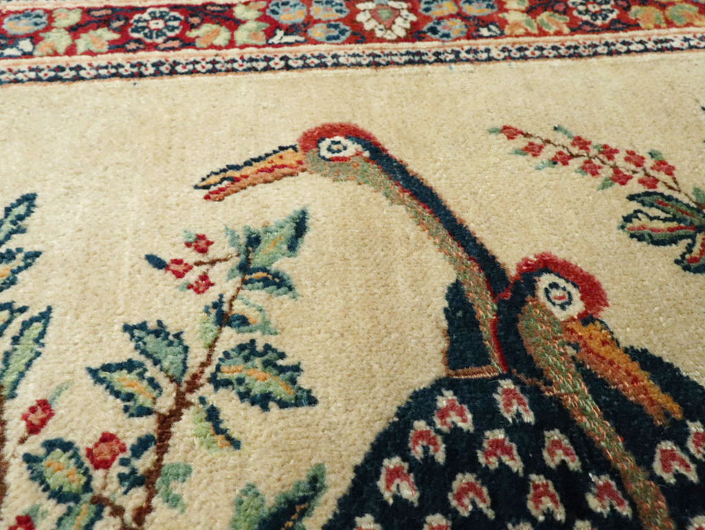 Vintage Persian Kashan Pictorial Rug, No.25674 - Gss