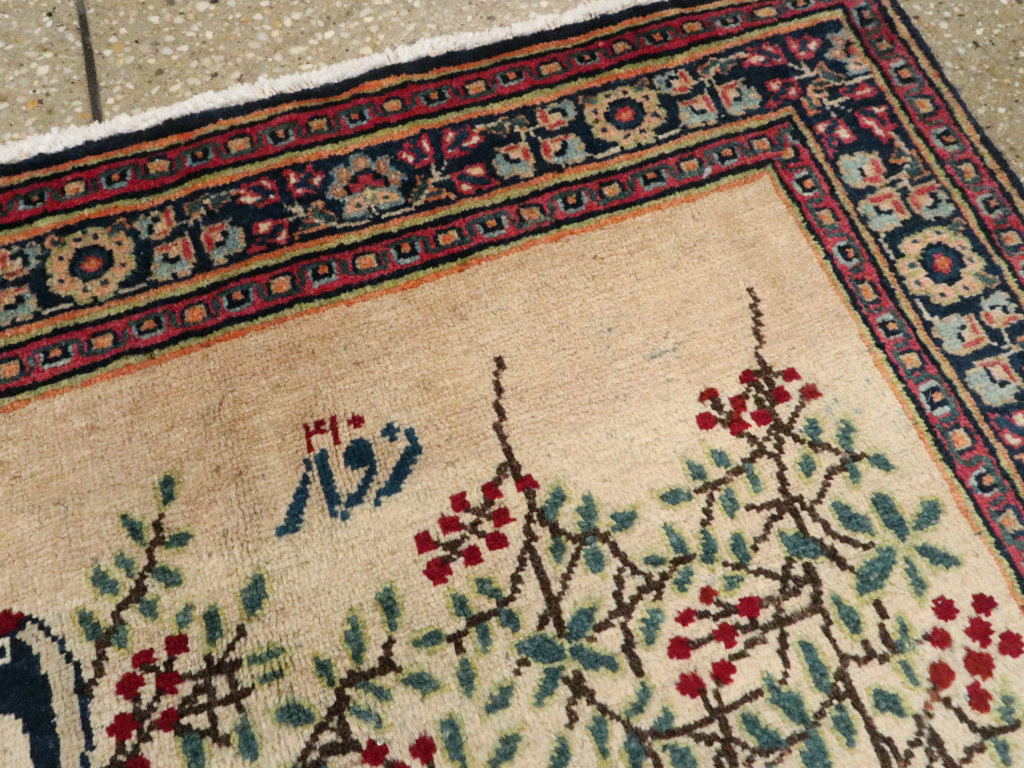 Vintage Persian Kashan Pictorial Rug, No.25675 - Gss