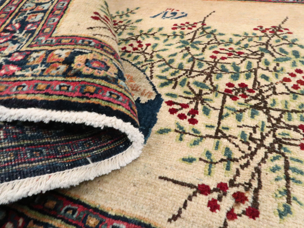 Vintage Persian Kashan Pictorial Rug, No.25675 - Gss