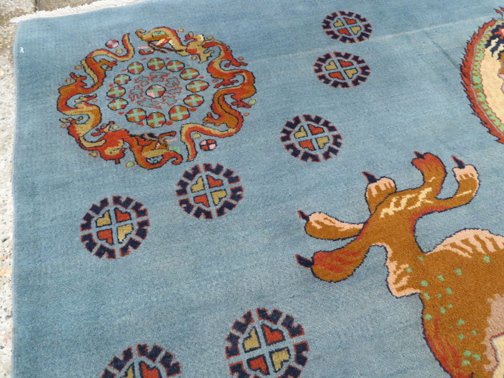 Vintage Persian Dragon Mashad Pictorial Rug, No.25698 - Gss