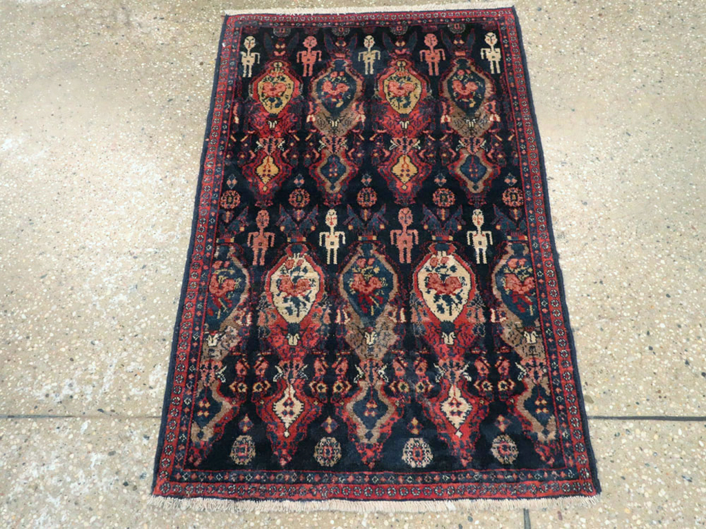 Vintage Persian Senneh Pictorial Rug (Pair: 1 of 2), No.25705 - Gss