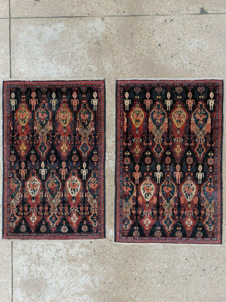 Vintage Persian Senneh Pictorial Rug (Pair: 1 of 2), No.25705 - Gss