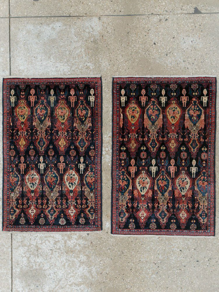 Vintage Persian Senneh Pictorial Rug (Pair: 2 of 2), No.25706 - Gss