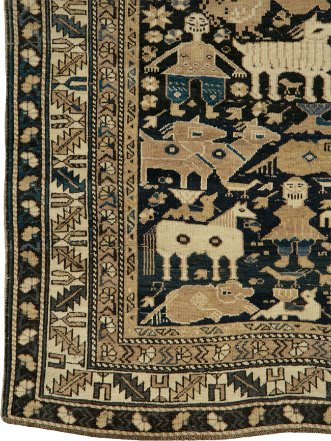 Antique Caucasian Shirvan Pictorial Rug, No.25720 - Gss